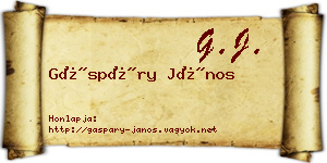 Gáspáry János névjegykártya