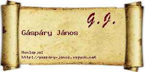 Gáspáry János névjegykártya